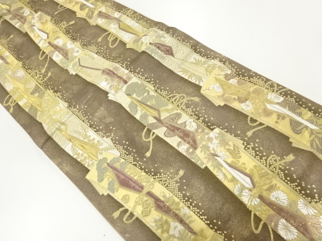 JAPANESE FUKURO OBI / WOVEN AUTUMN FLOWERS